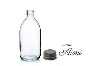 200ml Lieková Fľaška z Číreho Skla s Čiernym Hliníkovým Uzáverom (Varianta 200ml Lieková Fľaška z Číreho Skla s Čiernym Hliníkovým Uzáverom)