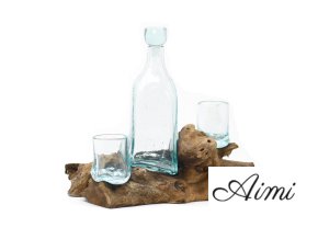 Roztavené Sklo na Dreve - Whiskey Set