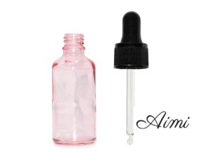 30ml Ružová Sklenená Fľaška s Čiernou T/E Pipetou (Varianta 30ml Ružová Sklenená Fľaška s Čiernou T/E Pipetou)