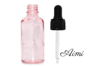 100ml Ružová Sklenená Fľaška s Čiernou T/E Pipetou (Varianta 100ml Ružová Sklenená Fľaška s Čiernou T/E Pipetou)