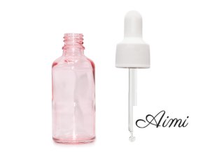 30ml Ružová Sklenená Fľaška s Bielou Pipetou (Varianta 30ml Ružová Sklenená Fľaška  s Bielou Pipetou)