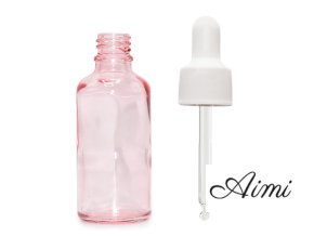 50ml Ružová Sklenená Fľaška s Bielou Pipetou (Varianta 50ml Ružová Sklenená Fľaška  s Bielou Pipetou)