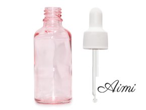 100ml Ružová Sklenená Fľaška s Bielou Pipetou (Varianta 100ml Ružová Sklenená Fľaška  s Bielou Pipetou)