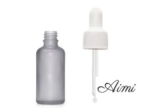 10ml Fľaška z Matného Šedého Skla s Bielou Pipetou (Varianta 10ml Fľaška z Matného Šedého Skla  s Bielou Pipetou)