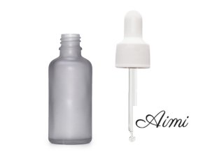 30ml Fľaška z Matného Šedého Skla s Bielou Pipetou (Varianta 30ml Fľaška z Matného Šedého Skla  s Bielou Pipetou)