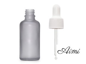 50ml Fľaška z Matného Šedého Skla s Bielou Pipetou (Varianta 50ml Fľaška z Matného Šedého Skla  s Bielou Pipetou)