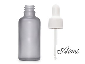 100ml Fľaška z Matného Šedého Skla s Bielou Pipetou (Varianta 100ml Fľaška z Matného Šedého Skla  s Bielou Pipetou)