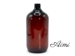 1000 ml Jantárová Plastová Fľaša Boston - Bez Uzáveru