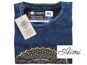 Stone Wash Tričko (XL) - Mandala - Modré (Varianta Mandala - Modré)