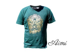 Stone Wash Tričko (M) - Hamsa - Zelené (Varianta Hamsa - Zelené)
