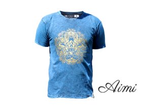 Stone Wash Tričko (M) - Hamsa - Modré (Varianta Hamsa - Modré)