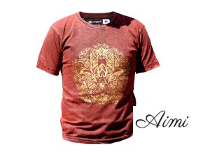 Stone Wash Tričko (S) - Hamsa - Gaštanovo Hnedé (Varianta Hamsa - Gaštanovo Hnedé)