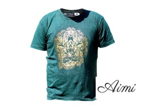 Stone Wash Tričko (S) - Hamsa - Zelené (Varianta Hamsa - Zelené)