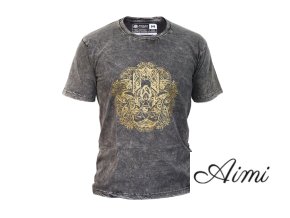 Stone Wash Tričko (S) - Hamsa - Tmavo Šedé (Varianta Hamsa - Tmavo Šedé)