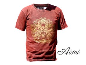 Stone Wash Tričko (L) - Hamsa - Gaštanovo Hnedé (Varianta Hamsa - Gaštanovo Hnedé)