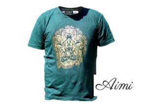 Stone Wash Tričko (L) - Hamsa - Zelené (Varianta Hamsa - Zelené)