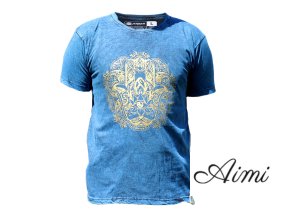 Stone Wash Tričko (L) - Hamsa - Modré (Varianta Hamsa - Modré)