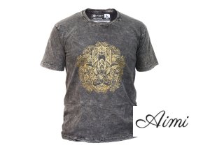 Stone Wash Tričko (L) - Hamsa - Tmavo Šedé (Varianta Hamsa - Tmavo Šedé)