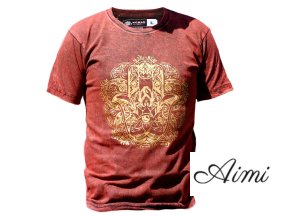 Stone Wash Tričko (XL) - Hamsa - Gaštanovo Hnedé (Varianta Hamsa - Gaštanovo Hnedé)