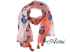 Nomad Sari - Letná Šatka - 180x50cm - Ryba - Koralová (Varianta Letná Šatka -  180x50cm)