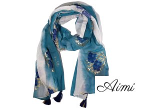 Nomad Sari - Letná Šatka - 180x50cm - Ryba - Morská Modrá (Varianta Letná Šatka -  180x50cm)