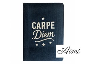 Zamatový Zápisník - 80 strán - Carpe Diem - Čierny (Varianta 80 strán - Carpe Diem)