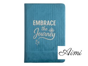 Zamatový Zápisník - 80 strán - Embrace the Journey - Svetlomodrý (Varianta 80 strán - Embrace the Journey)
