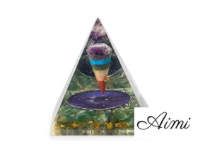 Stredné Orgonitové Pyramídy 7x6cm - Kyvadlo - Zelené Aventurínové Lupienky (Varianta Kyvadlo - Zelené Aventurínové Lupienky)