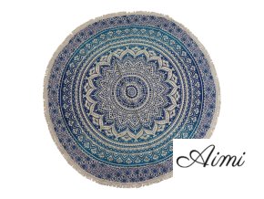 Malá Kruhová Výšivka Mandala z Bavlny (130cm) - Klasická Modrá