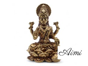 Miniatúrna Mosadzná Soška Bohyne Laxmi (52g) - 49mm