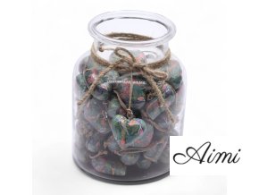 Veľké Dekoračné Drevené Srdiečka - Vtáčiky a Kvety (50) - v Pohári (Varianta Vtáčiky a Kvety (50) - v Pohári)