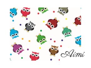 PVC gumený OBRUS 140cm v šírke - Sovičky na bielom