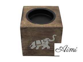 Štvorcová Aroma Lampa z Mangového Dreva - Slon
