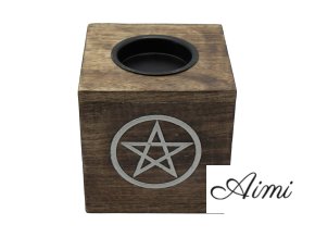 Veľká Štvorcová Aroma Lampa z Mangového Dreva - Pentagram