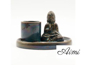 Stojan na Palo Santo a Vydymovadlá s Motívom Budhu - Keramická Modrá