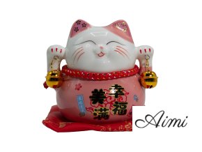 Keramická Mačacia Pokladnička na Vankúšiku - Ružová