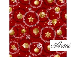 PVC obrus v šírke 140cm ČAROVNÉ VIANOCE červené - celá rolka 20 metrov