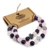 Sada 2 Náramkov Priateľstva z Drahých Kameňov - Láska - Amethyst a Ruženín (Varianta Láska - Amethyst a Ruženín)