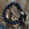 Rudraksha Mala Buddha Náramok - Tmavý
