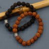 Rudraksha Mala Buddha Náramok - Tmavý