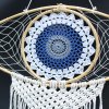 Ochranný Lapač Snov - Veľký - Macramé - Biela / Modrá / Šedá (Varianta Veľký - Macramé)