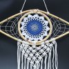 Ochranný Lapač Snov - Stredný - Macramé - Biela / Modrá / Šedá (Varianta Stredný - Macramé)