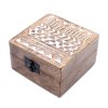 Drevené Krabičky - Biela Vymývaná - Aztécky Vzor - Stredné