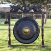 Veľký Gong s Hnedým Antickým Stojanom - 80cm - Čierny (Varianta 80cm - Čierny)