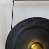 Veľký Gong s Hnedým Antickým Stojanom - 80cm - Čierny (Varianta 80cm - Čierny)