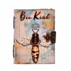 Kožený Zápisník "Bee Kind" Rozstrapkané Okraje Strán