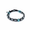 Magnetický Hematitový Náramok Shamballa - Kocky - Tyrkys (Varianta Kocky - Tyrkys)