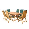 Záhradný drevený nábytok 7-dielny set - posedenie pre 6 osôb a rozkladací stôl s otvorom pre slnečník a polohovateľné stoličky s podsedákmi