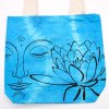 Bavlnená Taška (6oz) - 38x42x12cm - Lotus Buddha - Modrá - Prírodné Ramienka