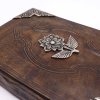 Hnedý Zápisník z Hrubej Kože - Zinkový Dekor Ruža - 200 Strán s Ozdobným Okrajom - 26 x 18 cm (Varianta Zinkový Dekor Ruža - 200 Strán  s Ozdobným Okrajom)